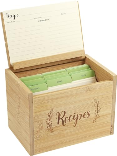 Image of Bamboo Recipe Box Set (includes 50 recipe cards and 24 dividers)