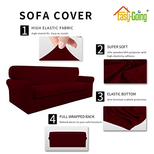 Image of Easy-Going 2 Pieces Stretch Oversized Couch Sofa Slipcover Washable
