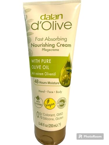 Dalan d'Olive Feuchtigkeitscreme Hand & Körper 250 ml – Vegan, 90% Natürliche Inhaltsstoffe, 48h Feuchtigkeit mit Olivenöl