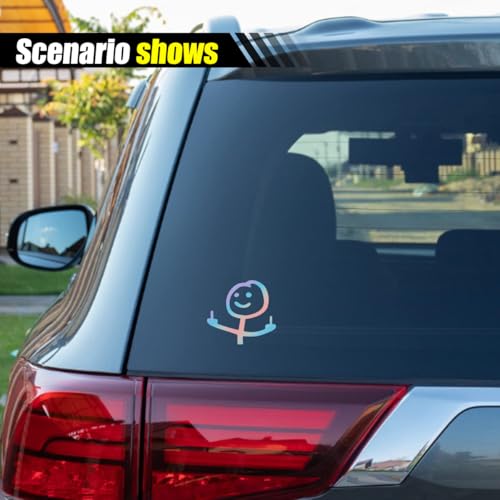 Image of KITUREK Car Fuck You Meme Vinyl Sticker Decal, Colorful, Small | Funny Personalised Cartoon Middle Finger Sticker, Fit for Cars Windows Bumpers Trucks Motorcycles or Any Other Smooth Surface