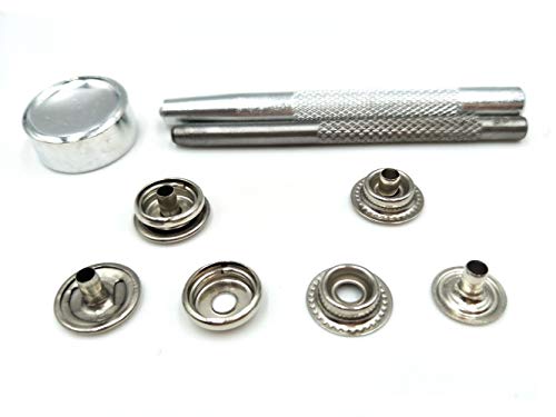 60 Sets 15mm 5/8" Mixed Heavy Duty Snap Fasteners Kit, Metal Snaps for Leather Crafts Sewing Repair Clothing Button Kit with Snap Installation Tool - Thumbnail 5