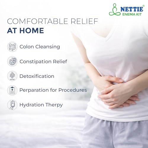 Image of NETTIE Premium Enema Kit 1500ml | Extra-Long 1.5m PVC Tube, Smooth Nozzle & Flow-Lock Clamp | Reusable & Washable Enema Can for Home Use | For Colon Cleanse, Detox & Constipation Relief | Men & Women