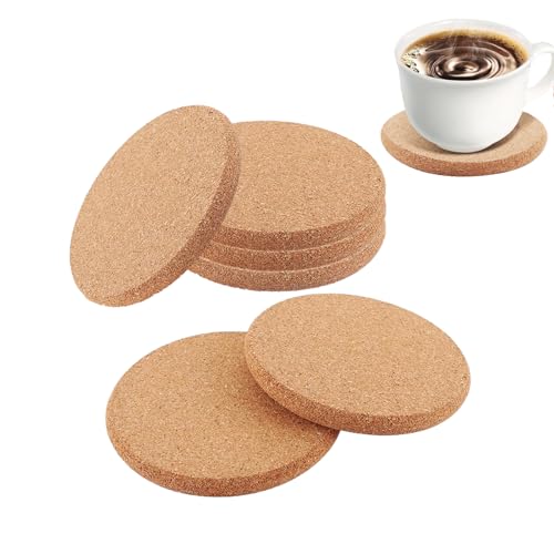 Lot de 6 dessous de plat en liège - Diamètre : 10 cm - Ronds - Antidérapants - Résistants à la chaleur - Pour casseroles, plats à gratin et poêles