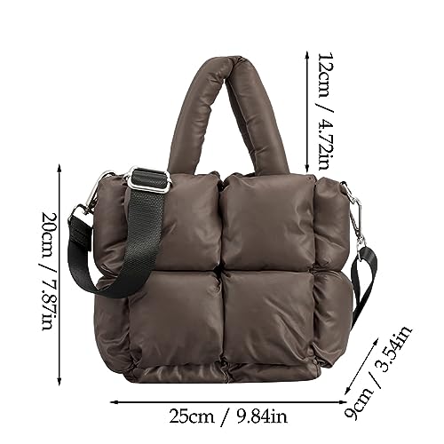 Generisch Tasche für Herren Umhängetasche Damen Klein Gesteppt Tote Bag Winter Weich Gesteppte Umhängetasche Daunen Schultertasche Damen Handtasche Schulterholster Tasche, weiß, Einheitsgröße