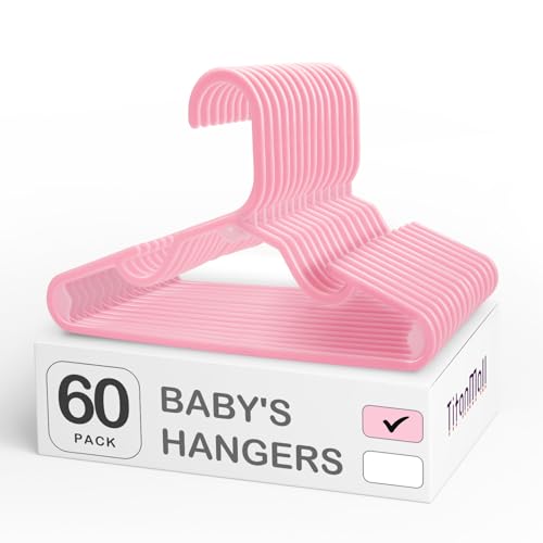 Image of SMARTOR 60 Pack Baby Hangers - 11.7 Inch Plastic Baby Hangers for Closet - Childrens Hangers for Clothes & Infant Hangers for Closet - Closet Hangers for Daily Use - Pink