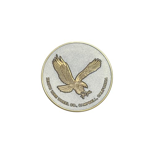 Image of Zenith Eagle Gold & Chrome 3D Metal Wheel Chip Emblem (Single) | 24K Triple Gold and Chrome Plated Solid Metal Emblem, 2.25 inch | for Lowriders with Recessed Knock Off Spinner Caps
