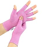 Happymart Compression Arthritis Gloves, Fingerless Hand Gloves for Rheumatoid & Osteoarthritis - Joint Pain and Carpel Tunnel Relief-Men & Women (Purple, Small)