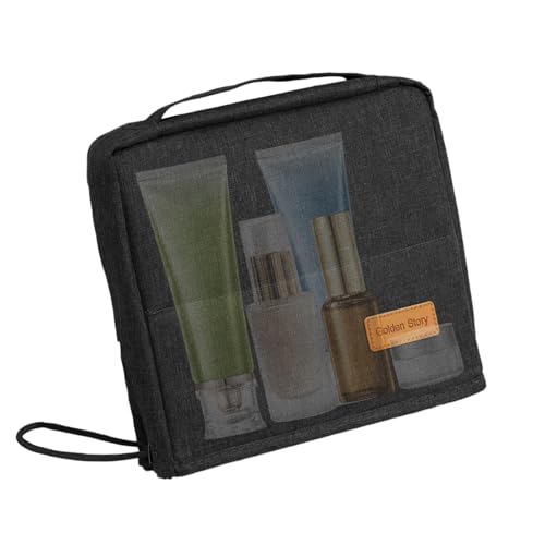 de Maquillaje de pie – Organizador Vertical de Gran Capacidad | de cosméticos con Cremallera para niñas, cepillos, Espejos, artículos de tocador, Joyas, baño, tocador, Belleza, Negro