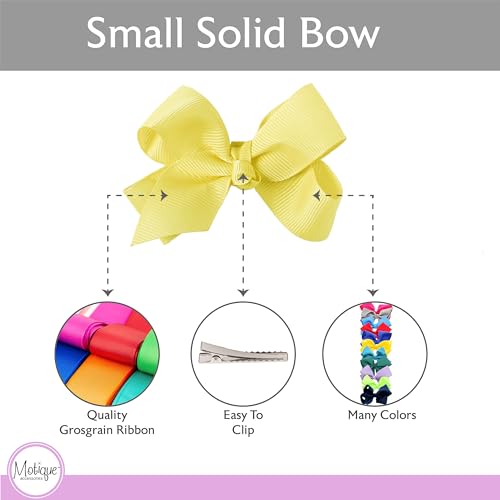 Image of Small Solid Bow for Girls - Set of 12 (Pale Yellow)