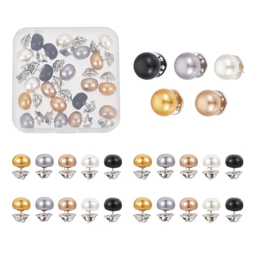 NICENEEDED 25 PCS Pearl Shirt Brooch Buttons, Pearl Cover Up Button