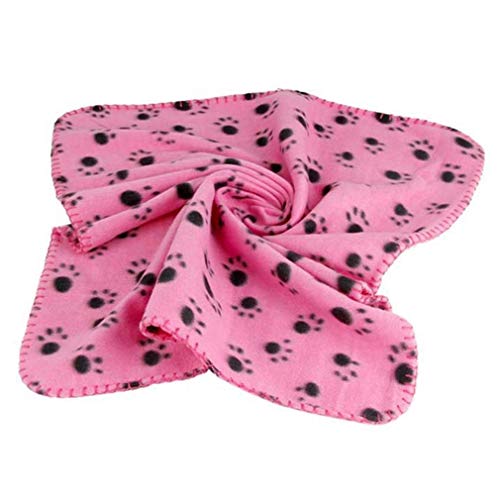 Chianrliu Haustierdecke 60x70cm Hund Katze Weiche Warme Schlafmatte Pfote Gedruckt Kleine Fleecedecke Bettmatte Quilt Rosa