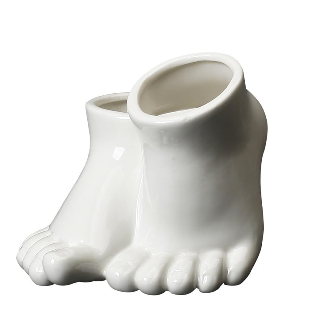 GELASIGE Flower Pots Ceramic Flower Pots, White Creative Flower Pots, Tabletop Succulent Flower Ornaments, Home Decoration Ornaments Outdoor Flower Pots(A)
