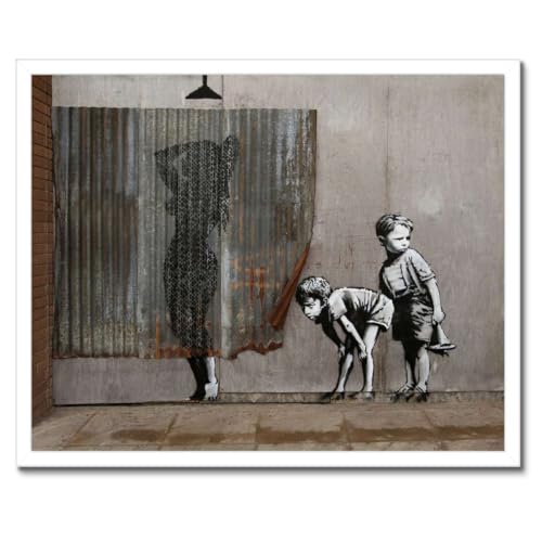 Poster Banksy cadre noir décoration murale salon chambre 50 x 40 cm