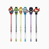 Yoobi x Marvel Gel Pens - Avenger Themed Fine Tip Gel Pens with Reusable Pen Charms of Spider-Man, Hulk, Captain America, Black Panther, Black Widow - Marvel Themed Cute Pens - 1.0mm Point, 6 Colors