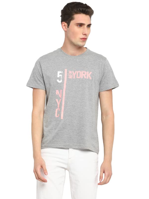 Image of AMERICAN CREW Printed Round Neck T-Shirt for Men