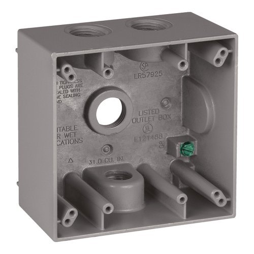 Sigma Electric 4-1/2 in. Square Metallic 2 gang Weatherproof Box Gray