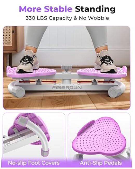 FEIERDUN Waist Twister Machine, Noiseless Ab Twister Board for Core Strength, Slim Waist and Toned Abs, Waist Twisting Machine for Home Gym Equipment for Women, 300 LBS Capacity