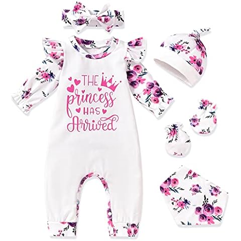 Aalizzwell Preemie Baby Girls Floral Romper Infant Fall Winter Clothes Premature Coming Home Outfit Princess Arrived Floral Clothing Cover