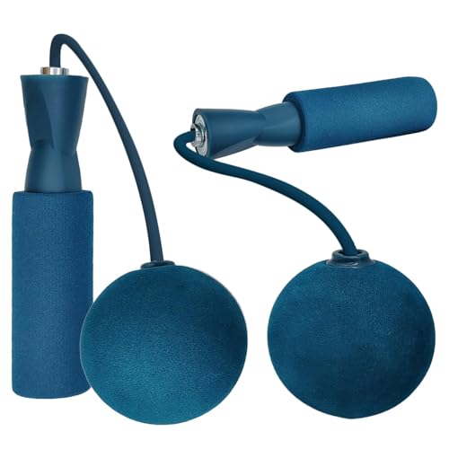 Image of Wireless Cordless Jump Rope for Men & Women - Adjustable Skipping Rope with Weighted Balls | No Tangle Indoor Workout for Cardio, Fat Burn, Weight Loss & Fitness Training (Blue)