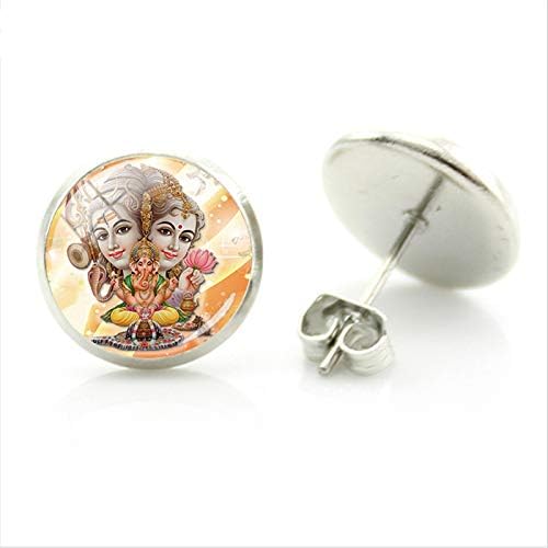 Lord Shiva Stud Earrings New Arrival Hindu Spirit Buddhist Amulets Handcrafted Silver Color Badge Religious Jewelry