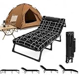Wufuuoa Lit Pliant 1 Personne 75x190 avec Matelas,Lit de Camping Pliable Robuste pour Adultes,Outdoor Lounge Chair Sleeping Cot Bed Charge Maximale 200kg,Inclut Sacoche de Transport 75 cm