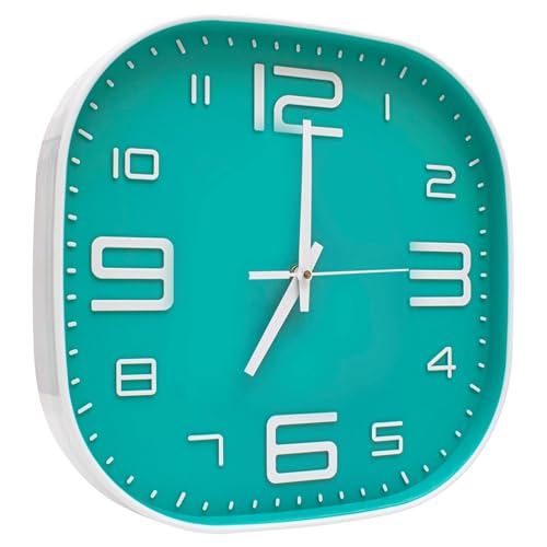 Image of TEKCOOL Plastic Analogue Wall Clock 12 inch Silent Quartz Decorative Wall Clock Non-Ticking Classic Clock Batery Operated Round Easy to Read for Room /Home /Kitchen /Bedroom /Office /School.Light Green