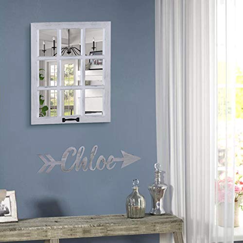 LOSOUR Decorative Wall Mirror-Distressed Wood Windowpane Mirror- Farmhouse Mirrors for Wall with Hanging Hardware for Bedroom Living Room Bathroom Kitchen (1, 18Wx23L) - Image 3