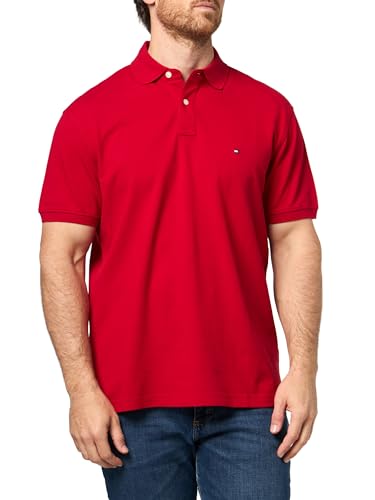 Image of Tommy Hilfiger Men's Short Sleeve Polo Shirts in Classic Fit with Stretch and Organic Pique Cotton