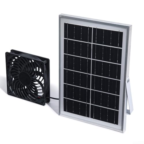 Solar-Lüftungsventilator-Set mit zwei Ventilatoren, 8 W, 6 V, für Gewächshaus, Wohnmobil, Hühnerstall, Haustierhaus-Kühlung und Belüftung, Schwarz...