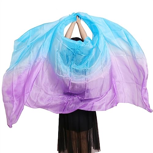 Voiles de soie de danse du ventre dégradé rose de haute qualité 250cm - 6