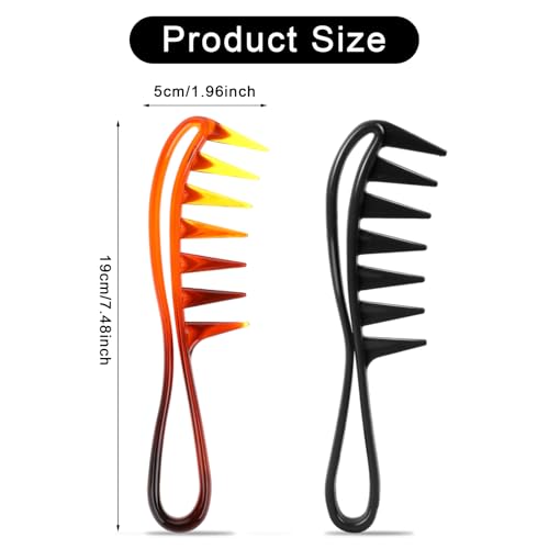 Peines de dientes anchos para rizos 2 piezas negro y ámbar miniatura 4