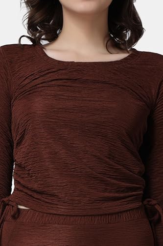 Image of POPWINGS Casual Solid Skirt and Top Set for Women | Stylish Skirt Co-ord Sets for Women | Crop Top and Skirt Set for Women | 2-Piece Sets for Women Summer Skirt