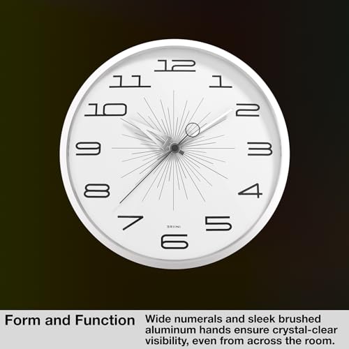 Reloj de pared analógico Driini 12 pulgadas silencioso miniatura 4