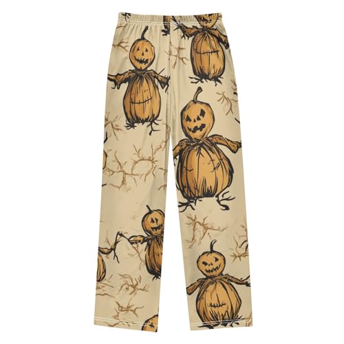 Scarecrow Print Boys Long Pants Soft Trousers Elastic Waist Kids Lounge Bottoms with Pockets S-XL2