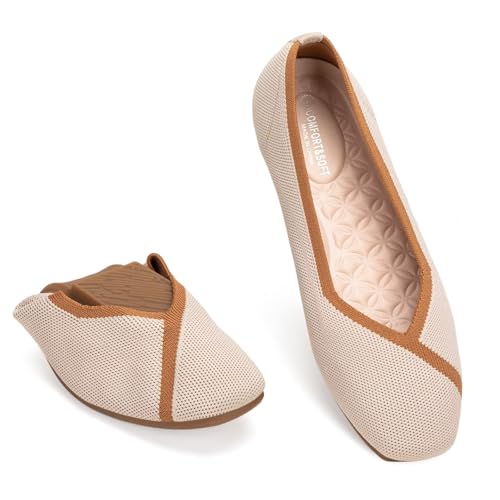 Image of Frank Mully Women Square Toe Flat Shoes Comfortable Knitted Flats