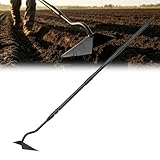 LLARGUEST Hoe Garden Tool, Triangle Garden Hoe for Digging Cutting Trenches Loosen Soil Heavy Duty Hand Weed Hoe Long Handle 59 Inch