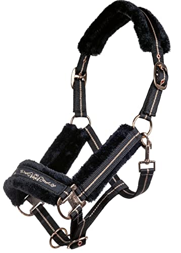 HKM Rosegold Pferdehalfter Mit Stricken - Elegant In Blau