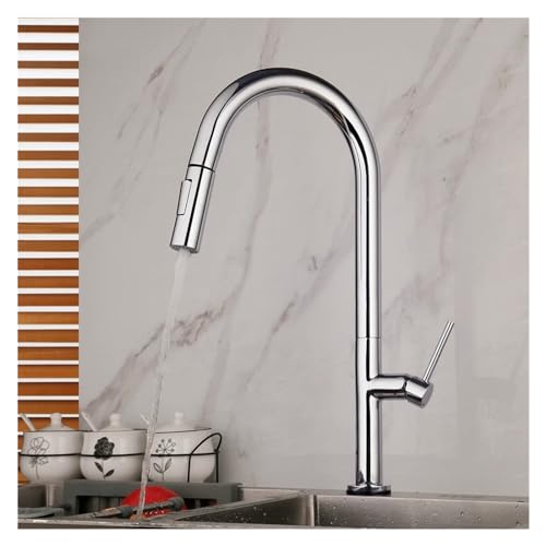 Robinet d'évier de cuisine en or brossé mitigeur eau chaude et froide design moderne