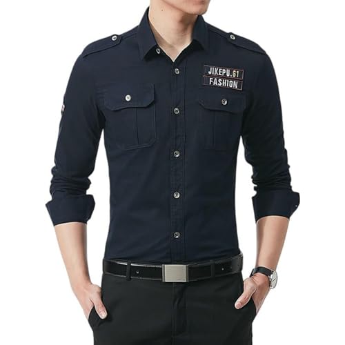 Chemise ajustée coton haut de gamme avec col rabattu classique pour homme