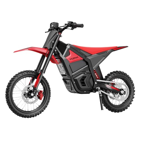 Yozma IN10 Electric Mini Dirt Bike for Teens & Adults 23.4Ah 48V Mid-Drive Motor Ebike Top Speed 40 MPH E Dirt Bike with Dual Hydraulic Brakes & Shock Absorption Red