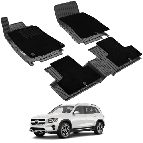 3W Floor Mats with Carpets Custom Fit Mercedez Benz GLB 2020-2025, TPE Floor Liner Thickened Carpet with Safety Locks and Driver Heel Pad for Benz GLB250 GLB35 AMG Cars Accessory 10. GLB|20-