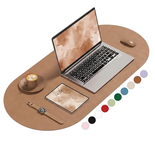 Niniubye Oval PU Leather Desk Mat in Brown #TOP7