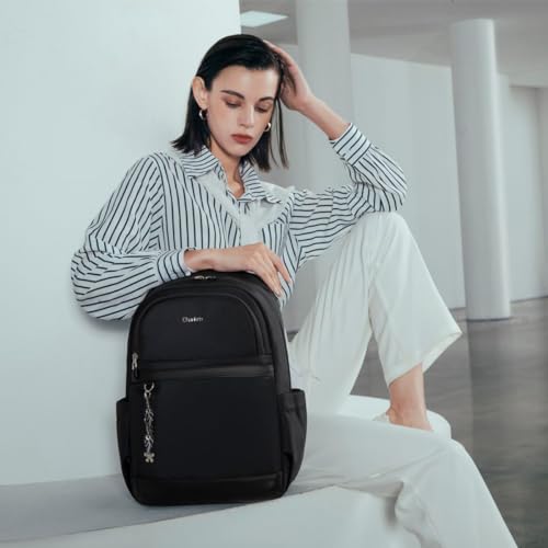 Image of Chantria Small Backpack for Women 13L Compact 14-inch Laptop Bag Multi-pocket Water-resistant Stylish Backpack with Fashion Pendant, Ladies Daypack for Shopping Casual Daily Use
