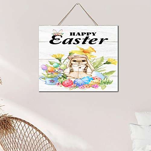 Plaque murale en bois Happy Easter jaune et bleu 25x30 cm - 5