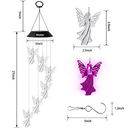 Hisolar Angel Solar Wind Chimes Light Color Changing Solar Mobile Waterproof Led Solar Powered Wind Chimes For Home Party Yard Garden Decor,Gifts For Mom Birthday Gifts #TOP3