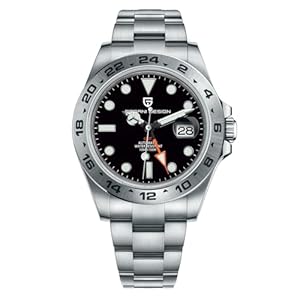 CEYADG Pagani Design Watches for Men GMT Mechanical Automatic Watch Self-Wind Analog Dive Wristwatch with Stainless Steel Strap