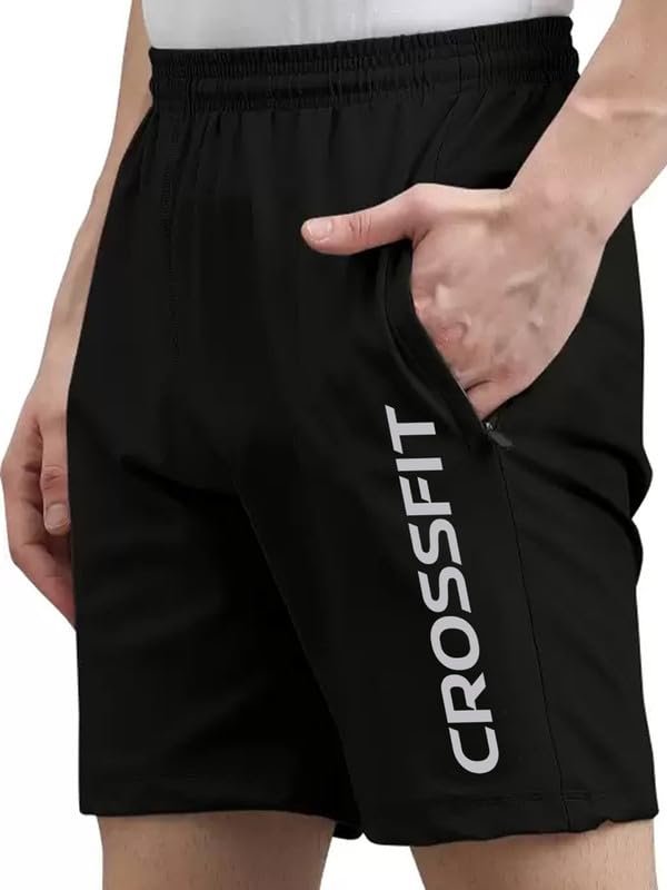 SIRIL Men’s Outdoor Lightweight Regular Fit Sports Solid Shorts Side Zipper Pockets |Gym Shorts for Men