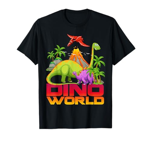 Dino World Tee shirts, Cool Dinosaur T-rex Graphic Cartoon Camiseta
