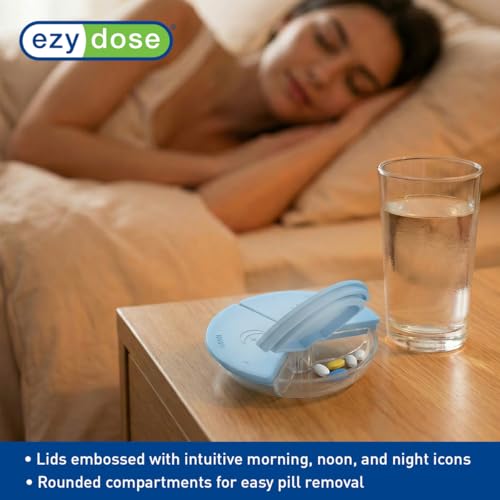 Image of Ezy Dose Weekly (7-Day) AM /PM Pill Organizer, Medicine Case, Soft Rainbow | Daily Vitamin Box & Supplement Planner, 3 Times a Day, Round Removable Compartments, Easy to Use, Travel-Friendly, BPA-Free