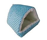 WOWOWMEOW Hamsters Polka Dot Warm Fleece Cave Bed Small Animals Hanging Cage Hideout (M, Blue-Dots)